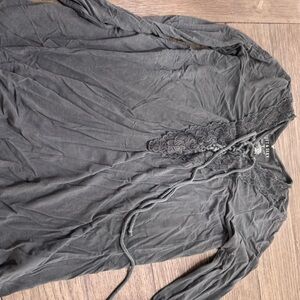 Gray Lace Detail Top